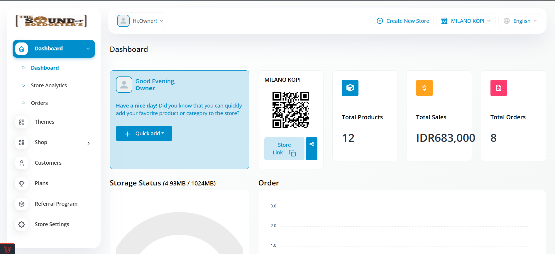 Screenshot halaman Dashboard